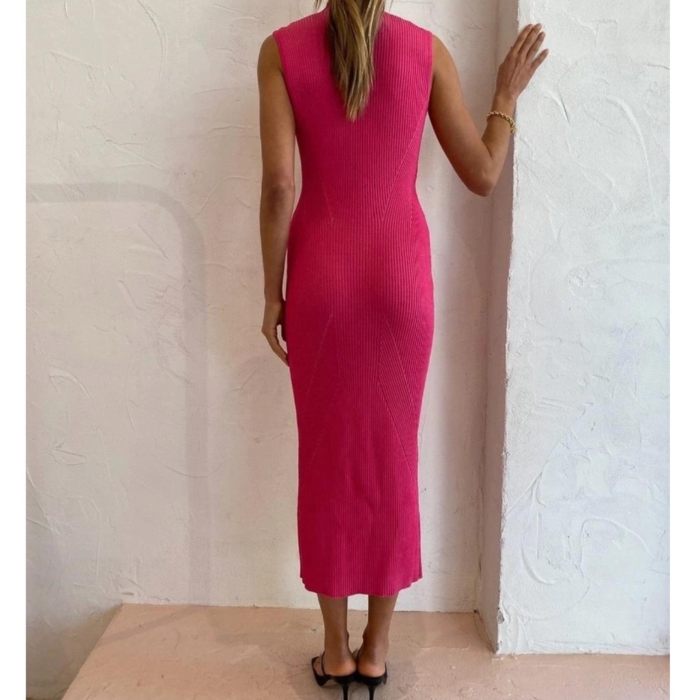 Acler Rickman Midi Ribbed Berry Pink Dress Size 6 - Picture 5 of 16
